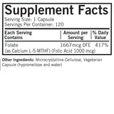 Kirkman Labs 5-MTHF (5-Methyltetrahydrofolate) 1 mg - Hypoallergenic - 120 caps