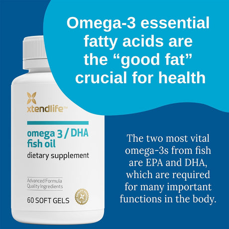 Xtendlife Omega 3 DHA Fish Oil, 60 Gel Caps