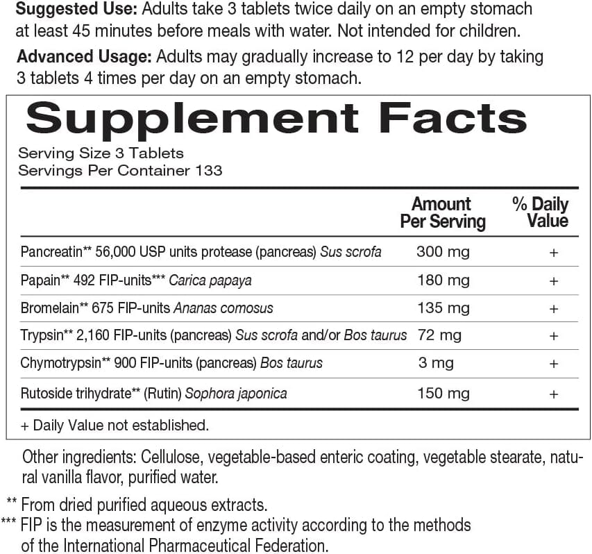 Garden of Life Wobenzym N, 100 Enteric-Coated Tablets