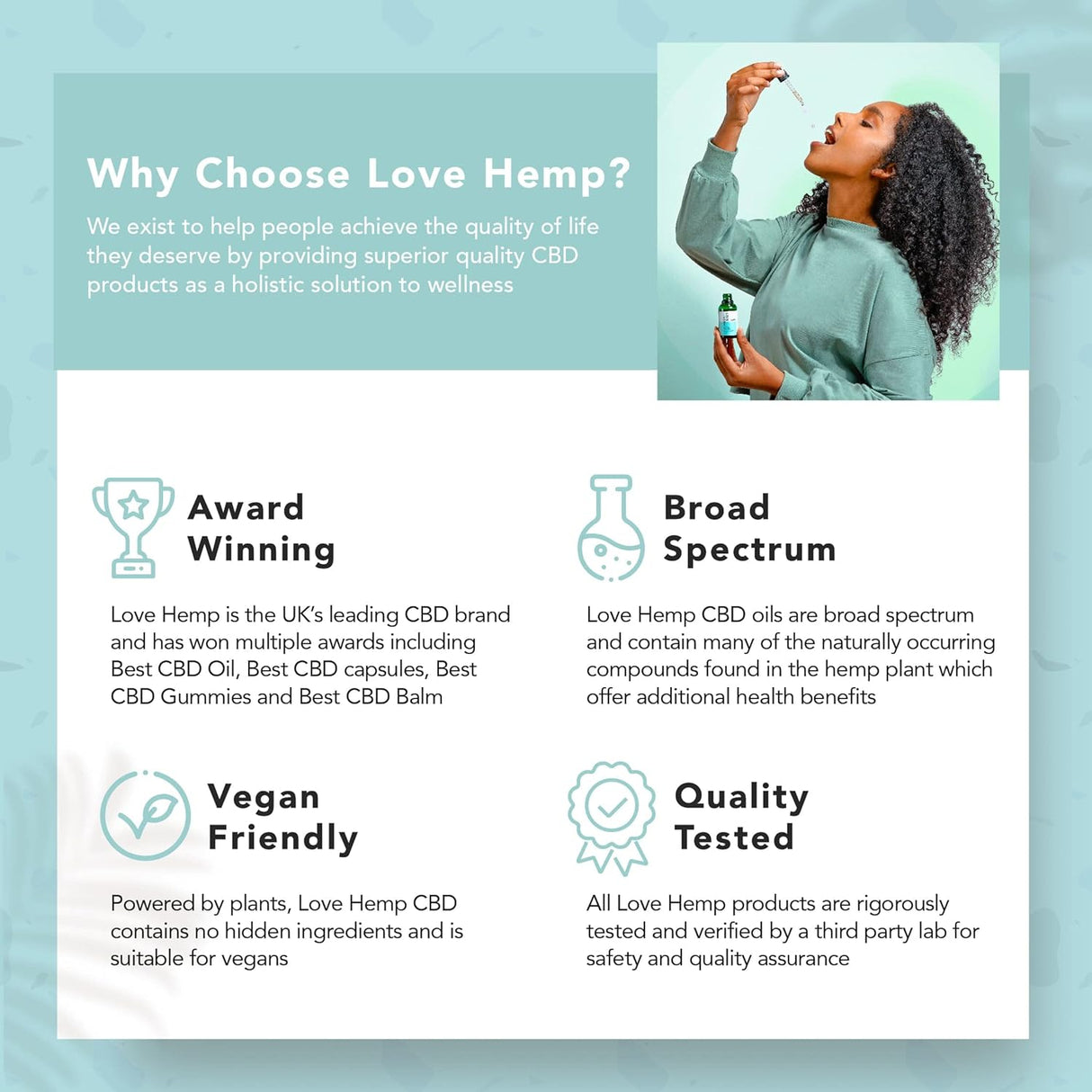 Love Hemp® CBD Liquid Oral Oil Drops (300mg CBD) 30ml