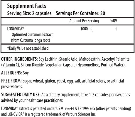 ProHealth Optimized Curcumin Longvida - 500 mg, 60 veggie capsules