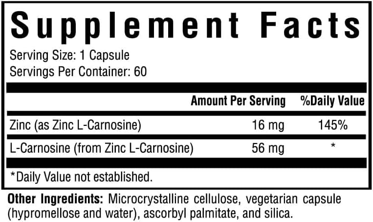 Seeking Health - Zinc Carnosine - 60 Vegetarian Capsules