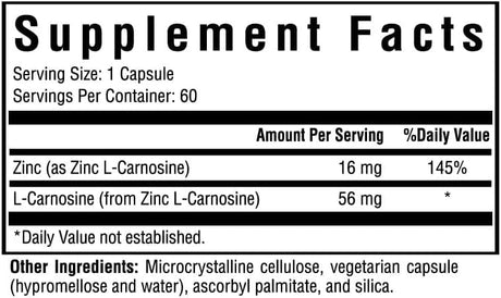 Seeking Health - Zinc Carnosine - 60 Vegetarian Capsules