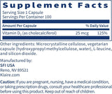 Klaire Labs Vitamin D3 1000IU, 100 Capsules