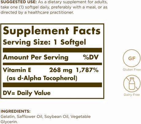 Solgar Vitamin E, 400 IU - 100 Softgels