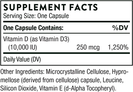 Thorne - Vitamin D3/D-3 - D-10000 - 60 Veg Caps