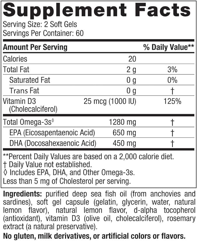 Nordic Naturals Complete Omega-D3 (Lemon) 1000 mg, 60 Soft Gels