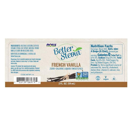 Now Foods Better Stevia Liquid Sweetener, French Vanilla, 60ml