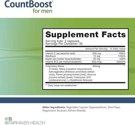 Fairhaven Health CountBoost for Men, 60 Capsules