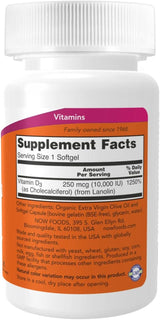 Now Foods Vitamin D3 10,000 IU, 120 Softgels