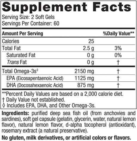 Nordic Naturals Ultimate Omega 2X (Lemon) - 120 Soft Gels