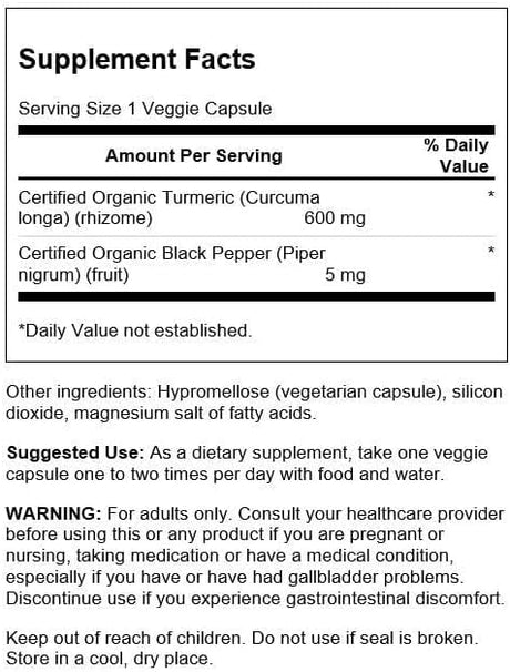 Swanson Turmeric & Black Pepper 60 Veggie Capsules