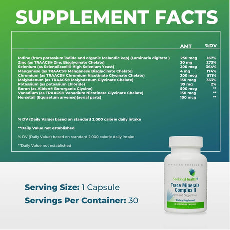 Seeking Health - Trace Minerals Complex II - Iron and Copper Free - 30 Vegetable Capsules