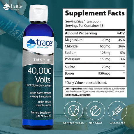 Trace Minerals, TM Sport, 40,000 Volts! Electrolyte Concentrate, 8 fl oz (237 ml)