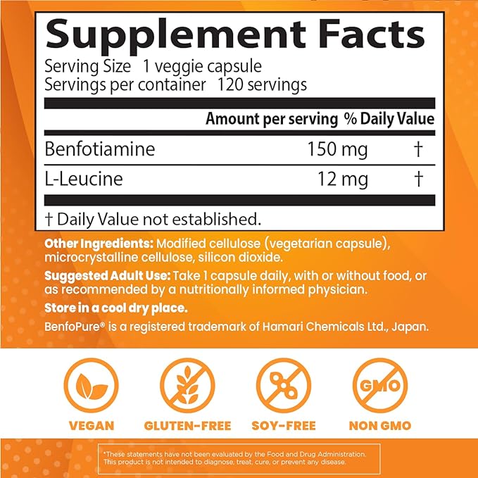 Doctor's Best Benfotiamine with BenfoPure 150mg, 120 Capsules