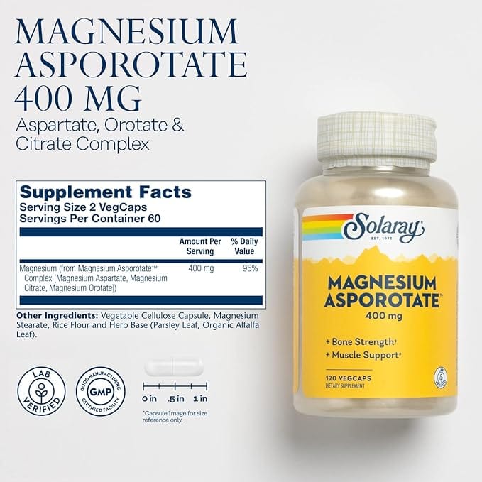 Solaray Magnesium Asporotate - 120 Veggie Caps