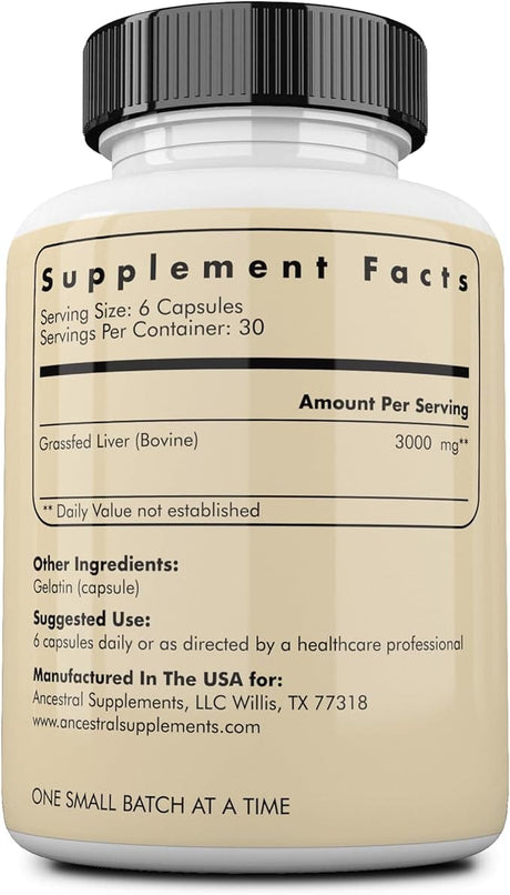 Ancestral Supplements Grassfed Beef Liver, 180 capsules