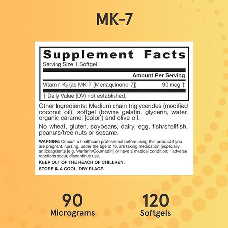 Jarrow Formulas MK-7 (Vitamin K2) 90mcg 120 Softgels