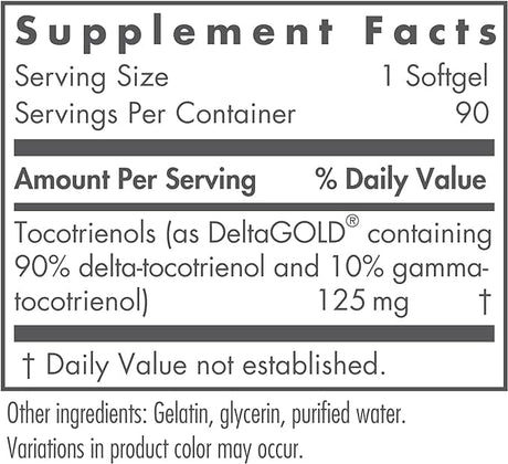 Nutricology / Allergy Research Group, Delta-Fraction Tocotrienols, 125mg, 90 Gels