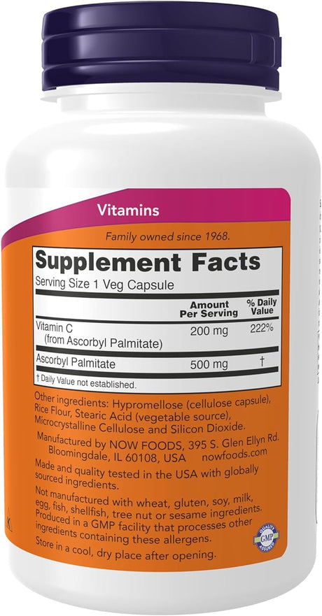 Now Foods Ascorbyl Palmitate 500mg, 100 Capsules