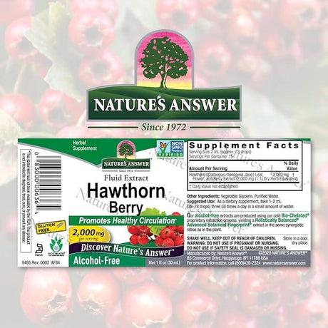 Nature's Answer, Hawthorne, Alcohol-Free, 2000 mg, 1 fl oz (30 ml)