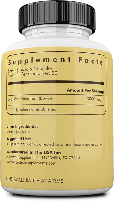 Ancestral Supplements Grass Fed Colostrum, 180 Capsules