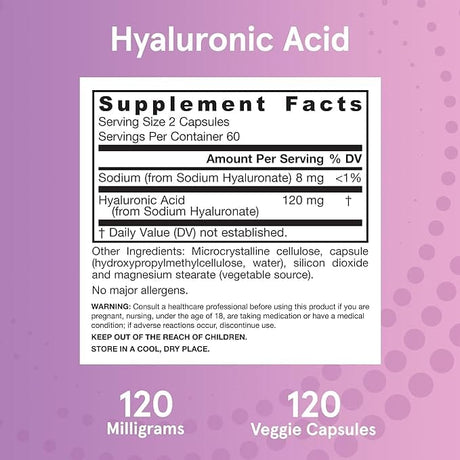 Jarrow Formulas Hyaluronic Acid, 120 Capsules