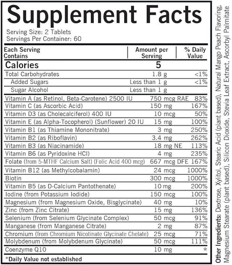 Kirkman Children’s Multivitamin & Mineral with 5-MTHF - 120 Chewable Tablets