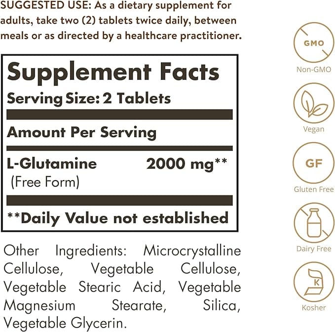 Solgar L-Glutamine, 1000 mg, 60 Tablets