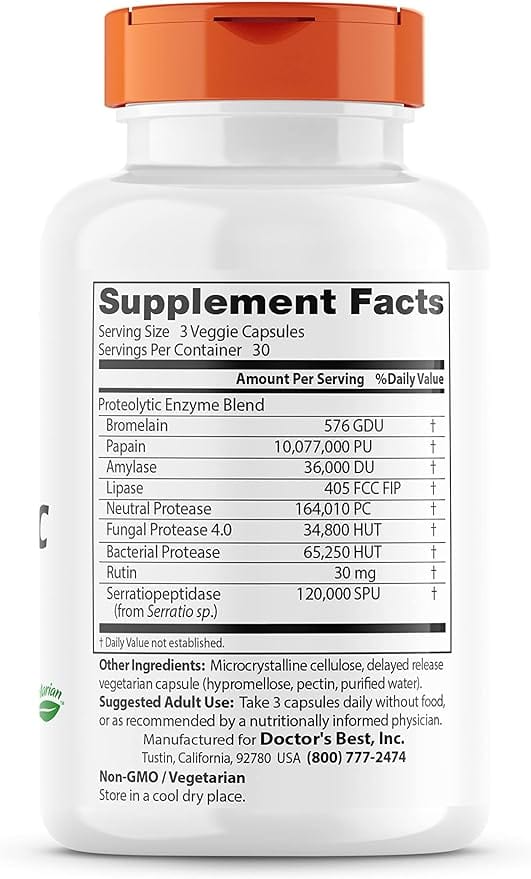 Doctor's Best Proteolytic Enzymes, 90 Delayed Release Capsules ...