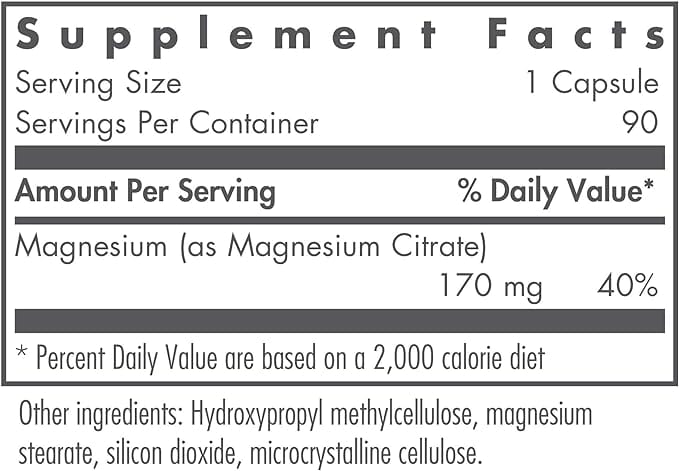 Nutricology / Allergy Research Group Magnesium Citrate 170mg - 90 Capsules
