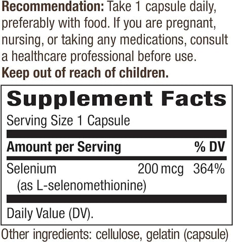 Nature's Way Selenium, 200mcg, 100 Capsules