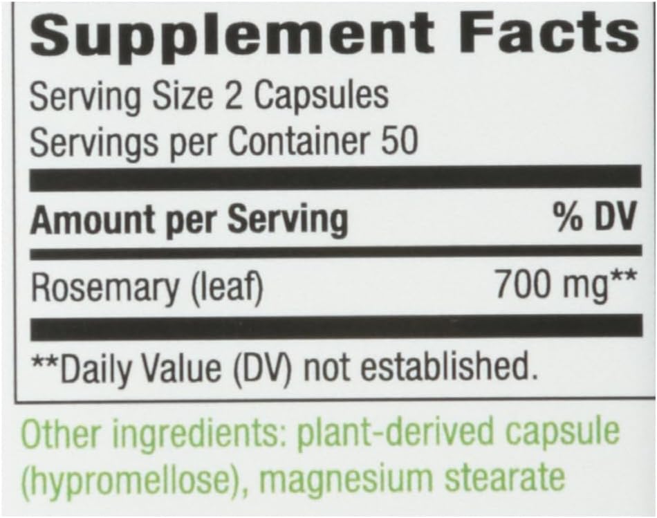 Nature's Way Rosemary Leaf, 700 mg, 100 Vegan Capsules