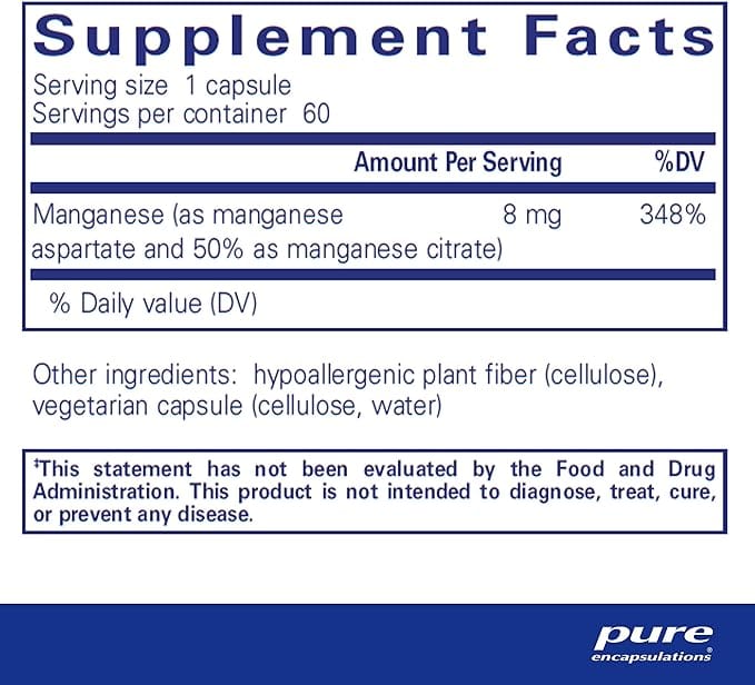 Pure Encapsulations Manganese (aspartate/citrate) 60 caps