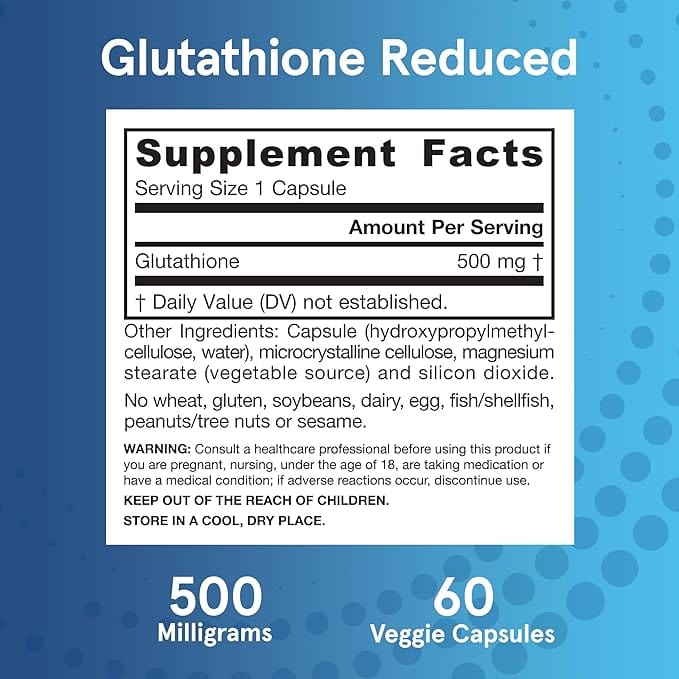 Jarrow Formulas Glutathione Reduced, 500 mg, 60 Capsules