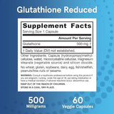 Jarrow Formulas Glutathione Reduced, 500 mg, 60 Capsules