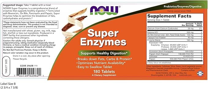 Now Foods Super Enzymes 180 Capsules