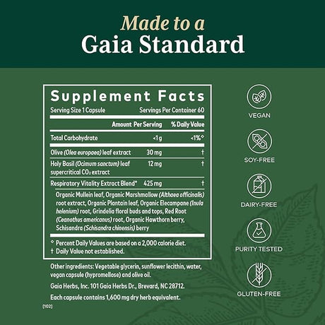 Gaia Herbs Daily Lung Formula, 60 Capsules