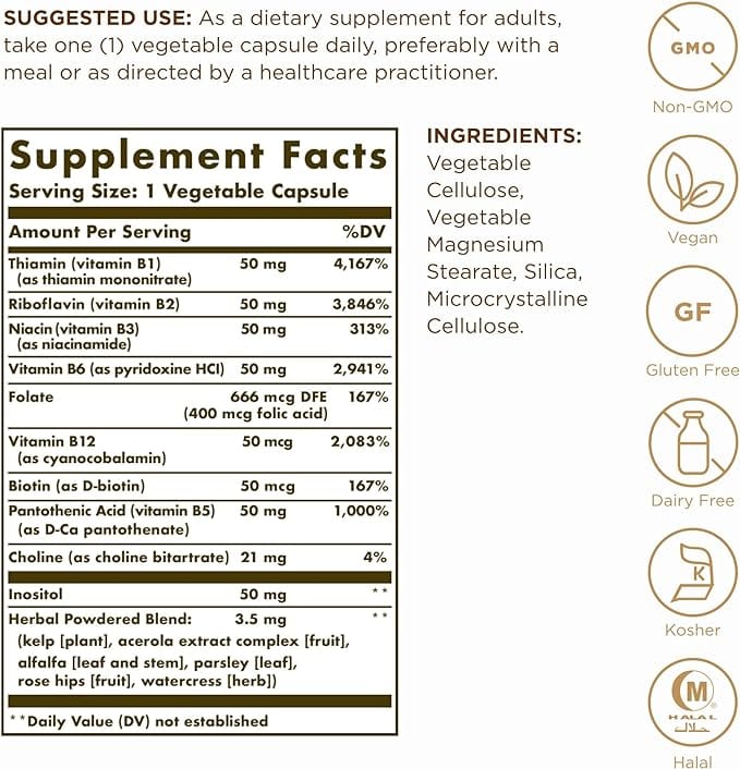 Solgar B-Complex 50 - 100 Vegetable Capsules