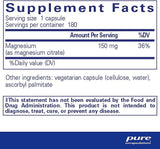 Pure Encapsulations Magnesium (Citrate) 150 mg 180 Vcaps