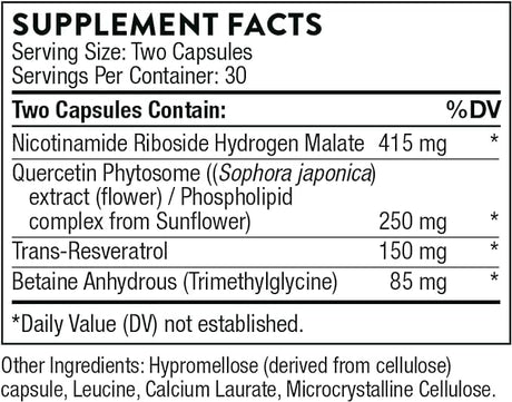 Thorne Research ResveraCel® (Nicotinamide Riboside- Niagen with Resveratrol) - 60 Veg Caps