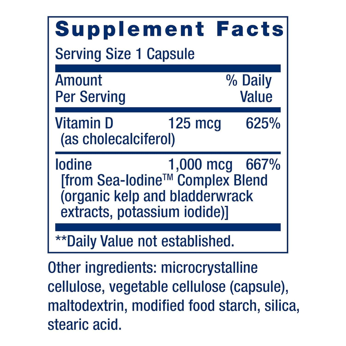 Life Extension Vitamin D3 with Sea-Iodine 5000 IU, 60 Capsules