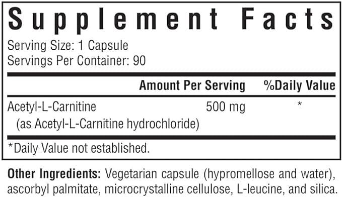 Acetyl-L-Carnitine, 500 mg, 90 veg caps - Seeking Health - welzo