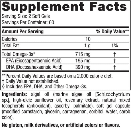 Algae Omega (Vegan) - 120 Soft Gels - Nordic Naturals - welzo