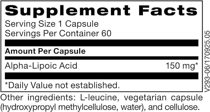 Alpha Lipoic Acid 60 Capsules - Klaire Labs - welzo