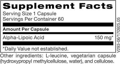 Alpha Lipoic Acid 60 Capsules - Klaire Labs - welzo