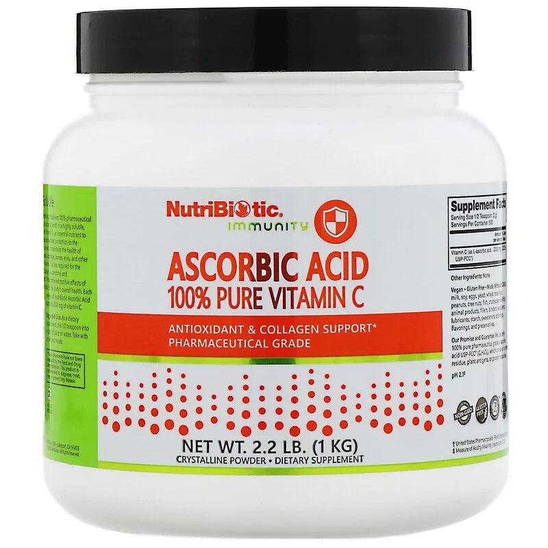 Ascorbic Acid, 100% Pure Vitamin C, Crystalline Powder, 1kg - NutriBiotic - welzo