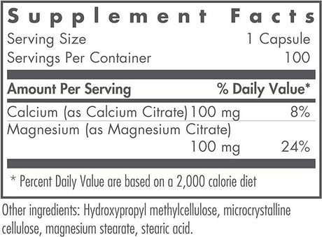 Calcium Magnesium Citrate, 100 Veggie Caps, Nutricology / Allergy Research Group - welzo