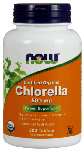 Certified Organic Chlorella 500mg, 200 Tablets - Now Foods - welzo