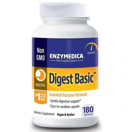 Digest Basic, Essential Digestive Enzyme Formula, 180 Capsules Enzymedica - welzo